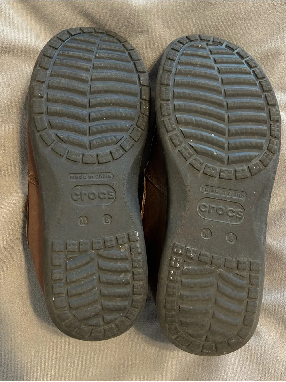 Mens's CROCS Denton Loafer Slip On Dress Comfort Shoes Leather Brown Size 8